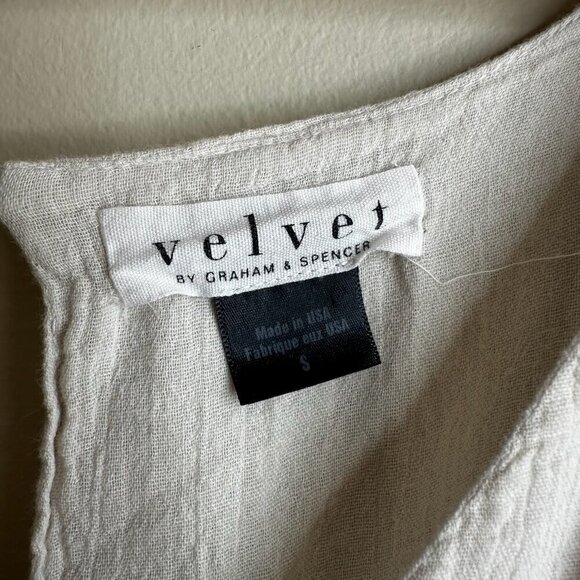 Velvet By Graham & Spencer Dress Womens Sz S Ivory Gauze Pockets Boho Prairie - Picture 6 of 11
